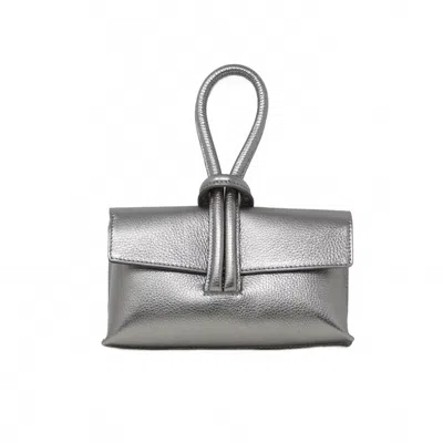 German Fuentes Leather Wristlet Bag In Silver