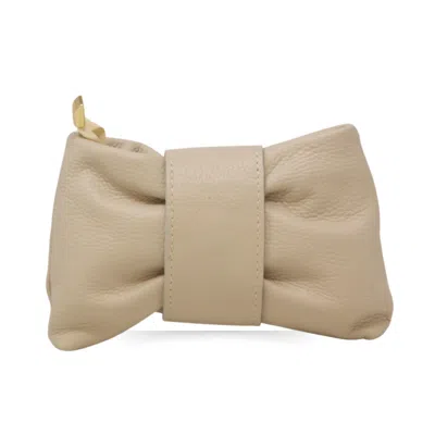 German Fuentes Women's Bow Clutch Bag In Beige