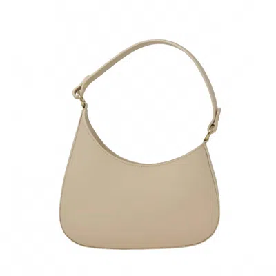German Fuentes Women's Italian Leather Shoulder Crossbody Bag In Ivory In Nude