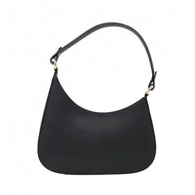 German Fuentes Women's Italian Leather Shoulder Crossbody Bag In Navy In Black