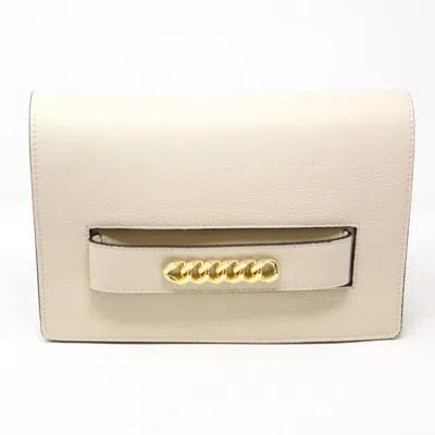 German Fuentes Women's Large Leather Clutch Bag In Beige In White