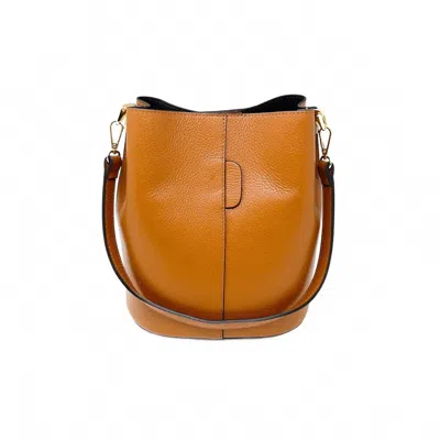 German Fuentes Women's Leather Bucket Bag In Tan In Multi