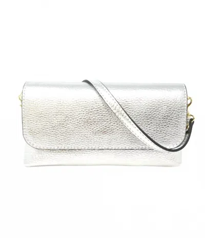 German Fuentes Women's Leather Crossbody Clutch In Pewter In Silver