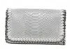 German Fuentes Women's Snake Embossed & Chain Handbag In Grey In Silver