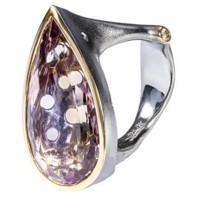Pre-owned German Kabirski Claro 925 Sterling Silver Ring With Ametrine & Cognac Diamond In Multi