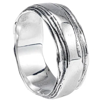 Pre-owned German Kabirski Dryas Oxidized 925 Sterling Silver Thin Layered Ring In Multi