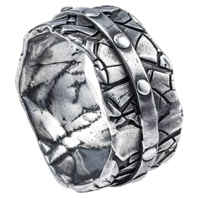 Pre-owned German Kabirski Grille Industrial Silver Band With Brutalist Factory Aesthetic In Multiple