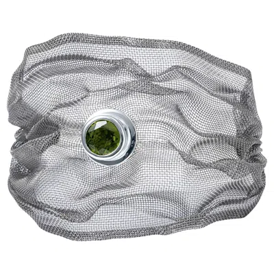 Pre-owned German Kabirski Hada Silver & Titanium Mesh Bracelet With Natural Peridot In Multi