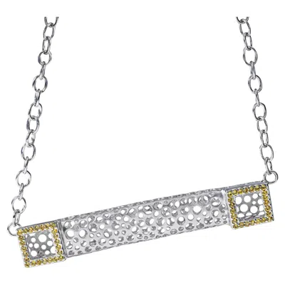 Pre-owned German Kabirski Kore Silver Pedant Necklace With Yellow Sapphires