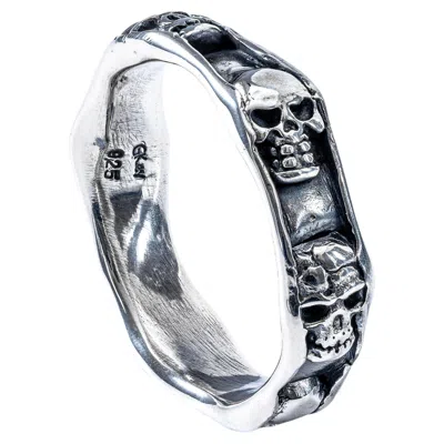 Pre-owned German Kabirski Lamia 925 Sterling Silver Minimalist Ring With Skull Design In Multi