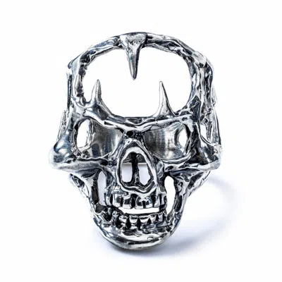 German Kabirski Men's Abime Oxidized Silver Skull Ring