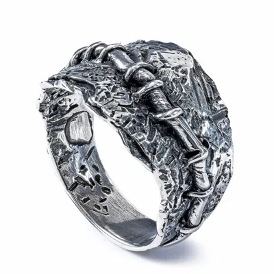 German Kabirski Men's Chimera Silver Band Ring In Blue