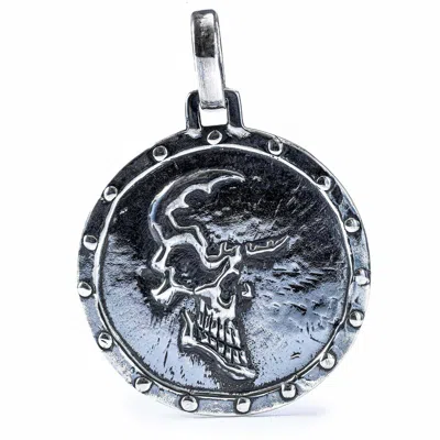 German Kabirski Men's Revel Oxidized Silver Gothic Pendant With Skull Design