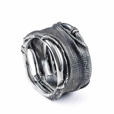 German Kabirski Men's Tharn Silver Ring With Layered And Wrapped Texture