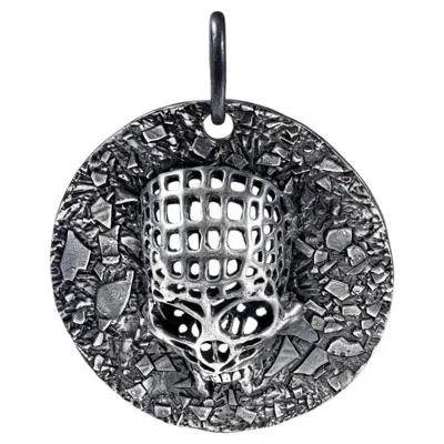 Pre-owned German Kabirski Necrosis Gothic 925 Silver Skull Amulet With Weathered Detail In Multi