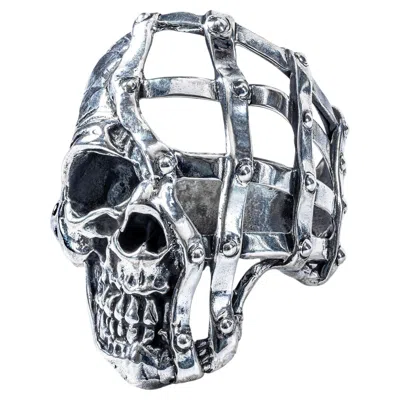 Pre-owned German Kabirski Nocturne Gothic Biker Inspired Oxidized 925 Silver Skull Ring In Multi