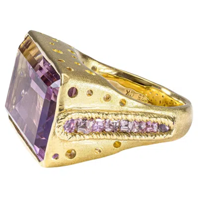 Pre-owned German Kabirski Peu Gold Plated Silver Ring With Ametrine & Pink Sapphires