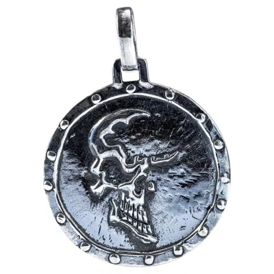 Pre-owned German Kabirski Revel Oxidized 925 Silver Gothic Pendant With Skull Design In Multi
