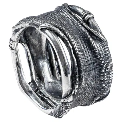 Pre-owned German Kabirski Tharn 925 Sterling Silver Ring With Layered & Wrapped Texture In Multi