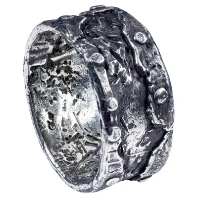 Pre-owned German Kabirski Vexor 925 Sterling Silver Industrial Rivet Ring In Multi