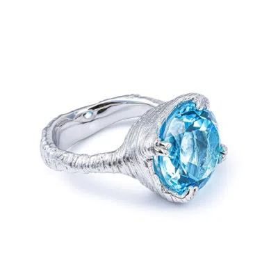 German Kabirski Women's Blue / Silver Kaio Silver Ring With Natural Round Cut Blue Topaz In Multi