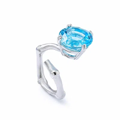 German Kabirski Women's Blue / Silver Mirae Open Band Ring With Natural Round Cut Blue Topaz In Multi