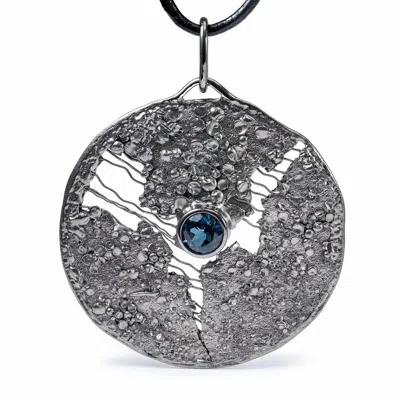 German Kabirski Women's Blue / Silver Rhiannon Singular Edition Silver And Titanium Mesh Pendant With Blue Topaz In Multi