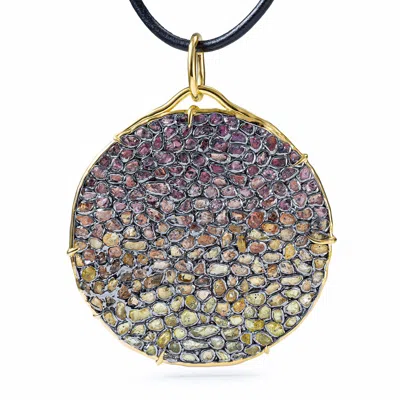 German Kabirski Women's Gold / Black Tholos Singular Edition Disc Pendant With Rough Spessartine Garnets And Yellow  In Multi