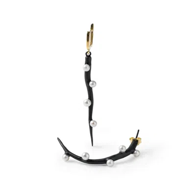 German Kabirski Women's Gold / Black / White Nereus Micro Pearl Earrings In Multi