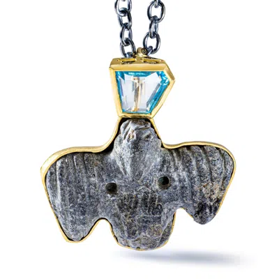 German Kabirski Women's Gold / Blue / Brown Nekhbet Silver Pendant With Ancient Egyptian Vulture Figurine Late Ptole In Multi