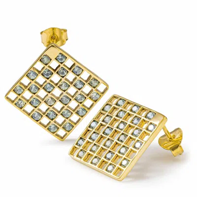 German Kabirski Women's Gold / Green Aether Gold Plated Silver Geometric Earrings With Green Sapphire In Orange
