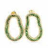 German Kabirski Women's Gold / Green Arven Sculptured Gold Plated Silver Earrings With Raw Tsavorite Garnet In Multi