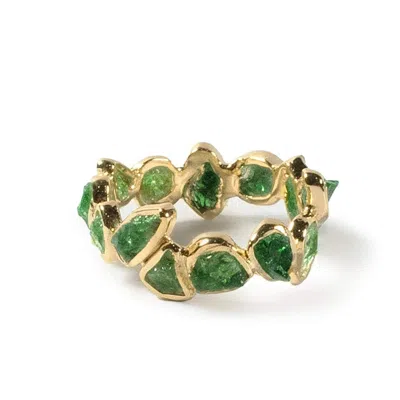 German Kabirski Women's Gold / Green Elma Signature Design Gold Plated Silver Ring With Natural Rough Tsavorite