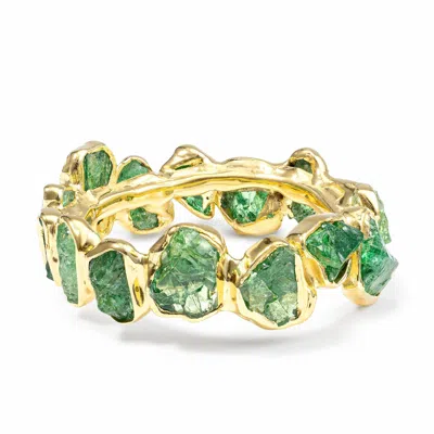 German Kabirski Women's Gold / Green Harita Minimalist Gold Plated Silver Ring With Raw Green Tsavorite In Multi