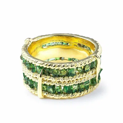 German Kabirski Women's Gold / Green Tartine Gold Plated Silver Ring With Raw Tsavorite