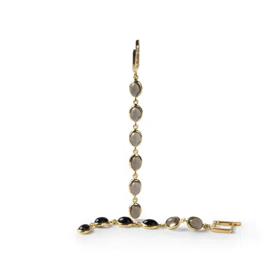 German Kabirski Women's Gold / Grey Koro Gold Plated Silver Earrings With Smoky Quartz