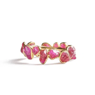 German Kabirski Women's Gold / Pink Livia Iconic Gold Plated Silver Ring With Raw Ruby