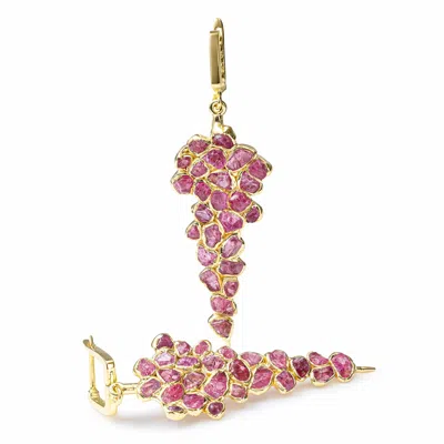 German Kabirski Women's Gold / Pink Tarina Handcrafted Earrings With Raw Pink Spinel In Gold Plated Sterling Silver In Multi
