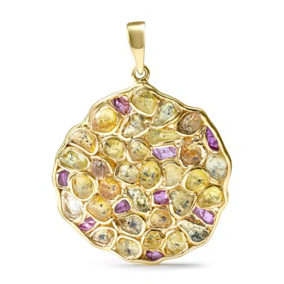 German Kabirski Women's Gold / Pink / Yellow Saori Limited Edition Pendant In Gold Plated Silver With Raw Yellow Sap