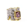 German Kabirski Women's Gold / Purple / Silver Cyra Iconic Octagon-cut Amethyst Silver Ring In White Rhodium &  Gold