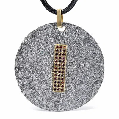 German Kabirski Women's Gold / Red / Silver Hector Singular Edition Gold Plated Silver Pendant With Red Garnet In Pattern