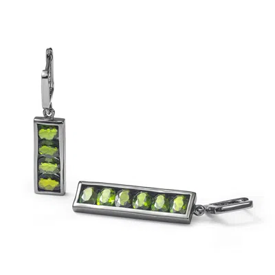 German Kabirski Women's Green Canli Asymmetric Silver Earrings With Chrome Diopside In Metallic