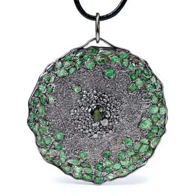 German Kabirski Women's Green / Silver Alfee Singular Edition Silver Pendant With Chrome Diopside And Tsavorite In Multi
