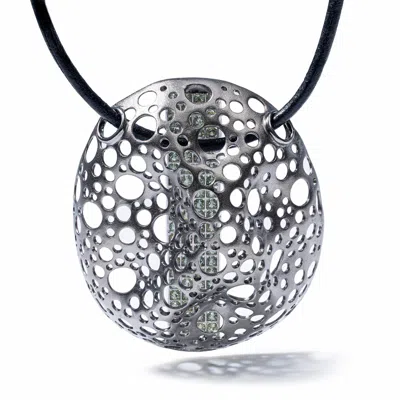 German Kabirski Women's Green / Silver Boreas Singular Edition Silver Pendant With Green Sapphires In Multi