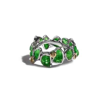 German Kabirski Women's Green / Silver Delos Tsavorite And Peridot Ring In Multi