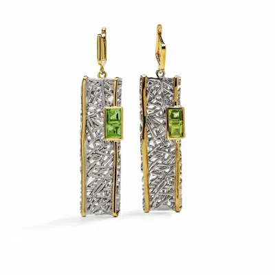 German Kabirski Women's Green / Silver Verina Silver Long Earrings With Peridot In Multi