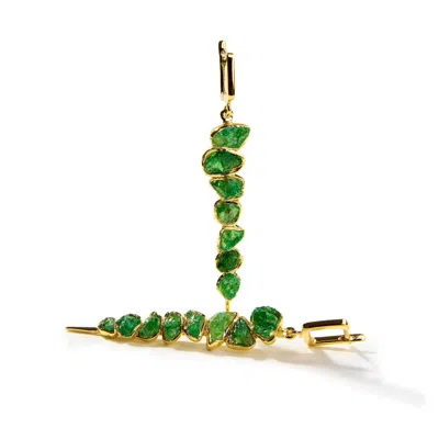 German Kabirski Women's Green / Yellow Gallica Rough Tsavorite Earrings In Multi