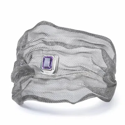 German Kabirski Women's Kinui Limited Edition Silver & Titanium Mesh Bracelet With Natural Amethyst