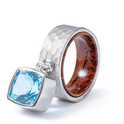 German Kabirski Women's Nixie Silver Ring With Cushion Blue Topaz And Rosewood Core In Metallic