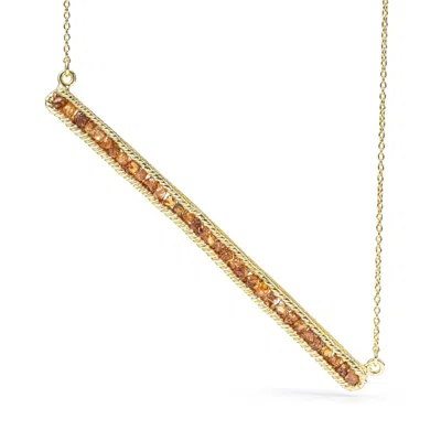 German Kabirski Women's Orange / Gold Lithos Gold-plated Sterling Silver Necklace With Raw Natural Spessartine Garne
